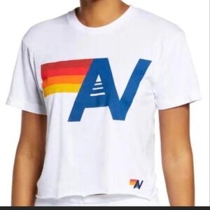 New Aviator Nation Cropped Logo White Unisex T shirt Size L
